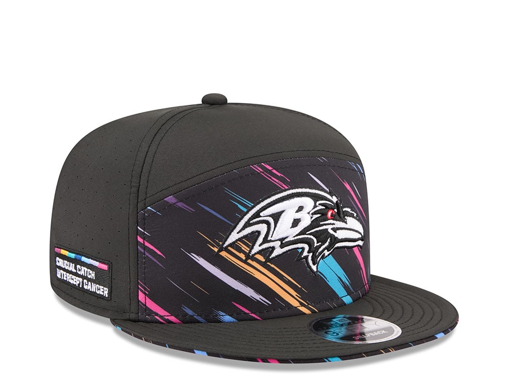 New Era Baltimore Ravens Crucial Catch 2026 Black Edition 9Fifty Split Panel Snapback Hat