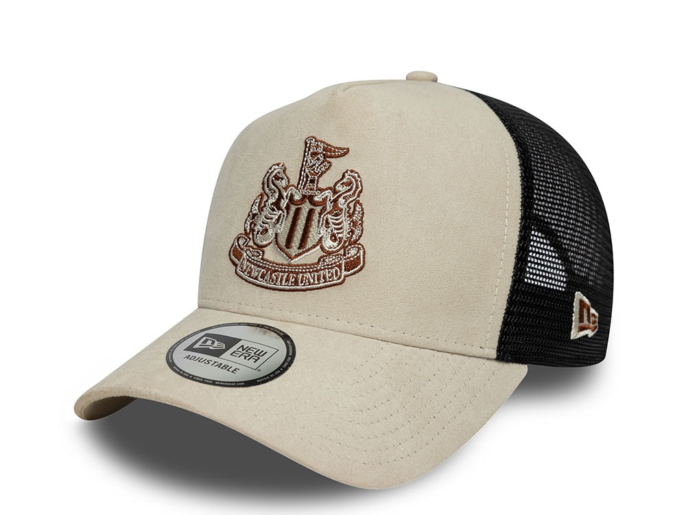 New Era Newcastle United Fc Faux Suede Stone Edition 9Forty A Frame Trucker Snapback Hat