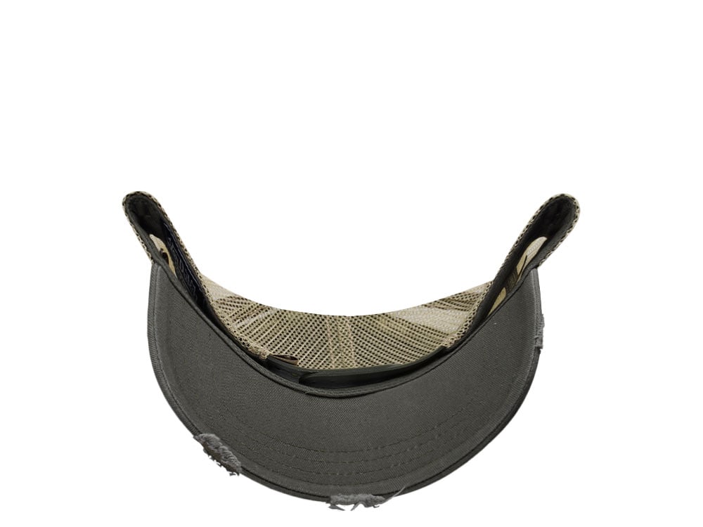 Von Dutch Oval Patch Beige Olive Trucker Snapback Hat