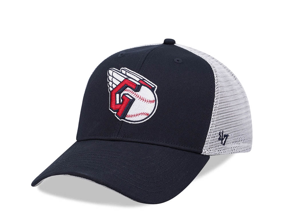 47Brand Cleveland Guardians Navy Branson Mesh All MVP Trucker Snapback Hat