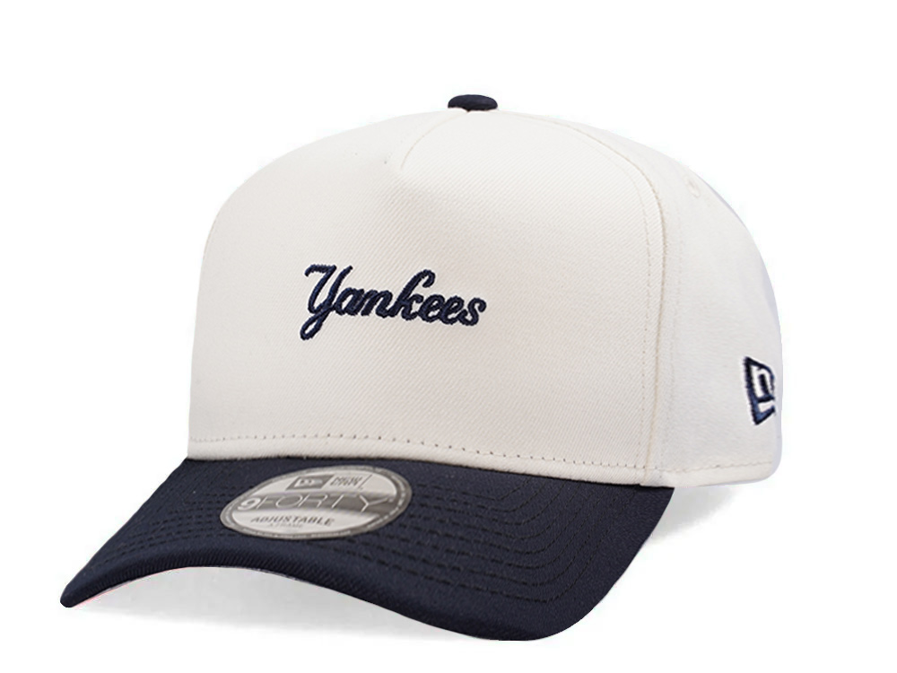 New Era New York Yankees Micro Script Chrome Navy Two Tone Edition 9Forty A Frame Snapback Hat