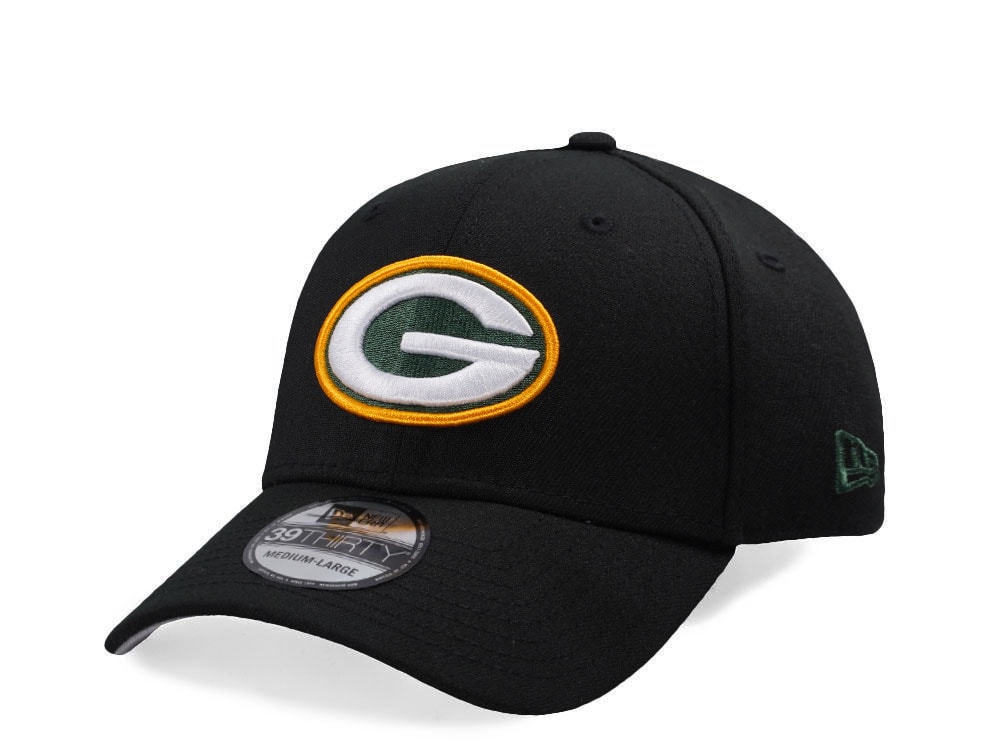 New Era Green Bay Packers Black Classic Edition 39Thirty Stretch Fit Hat