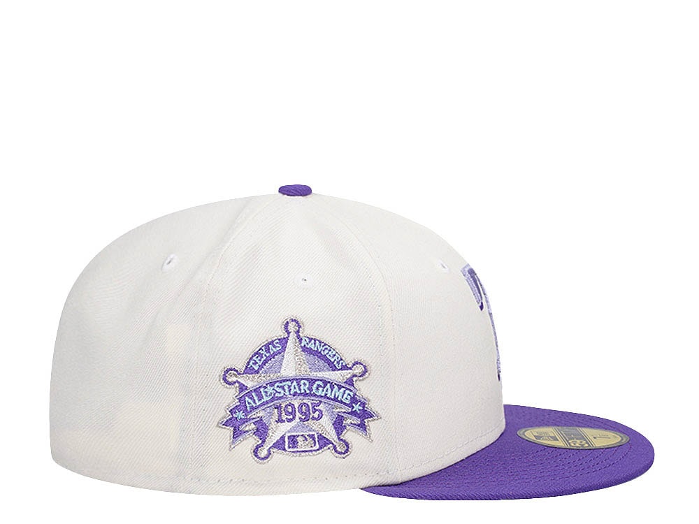 New Era Texas Rangers All Star Game 1995 Cream Purple Two Tone Edition 59Fifty Fitted Hat