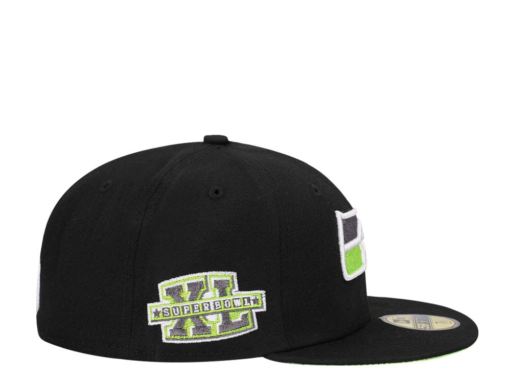 New Era Seattle Seahawks Super Bowl XL Black Neon Edition 59Fifty Fitted Hat