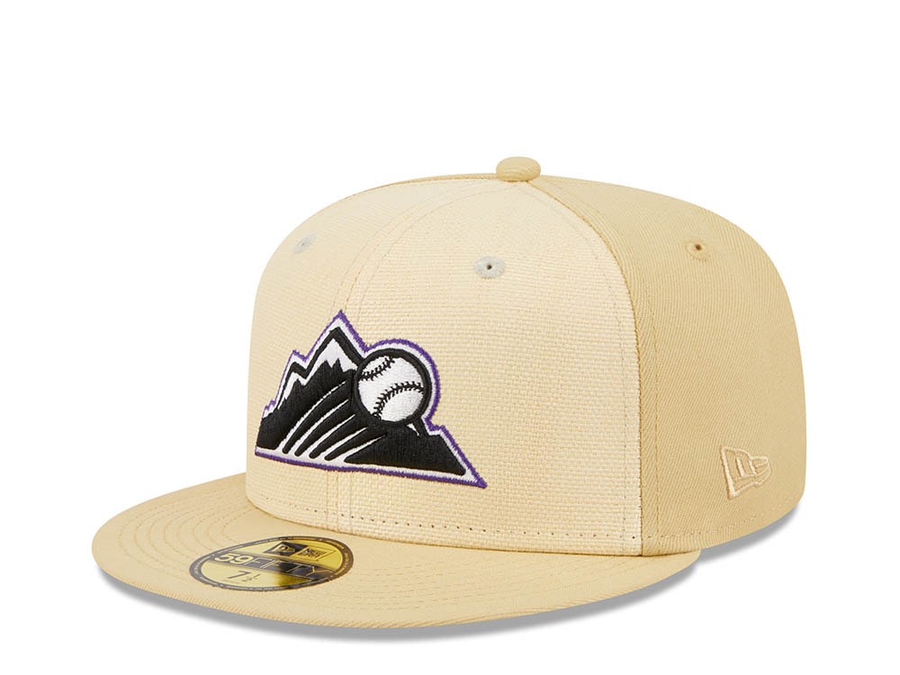 New Era Colorado Rockies 20th Anniversary Raffia Front Vegas Gold Edition 59Fifty Fitted Hat