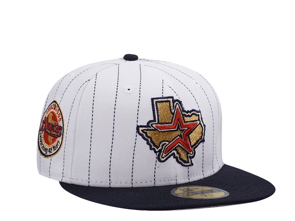New Era Houston Astros 45th Anniversary Pinstripe Chrome Two Tone Edition 59Fifty Fitted Hat