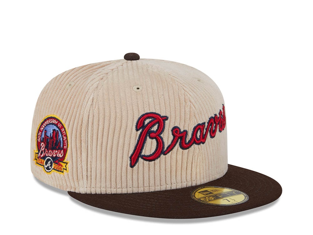 New Era Atlanta Braves 40th Anniversary Fall Cord Khaki 59Fifty Fitted Hat