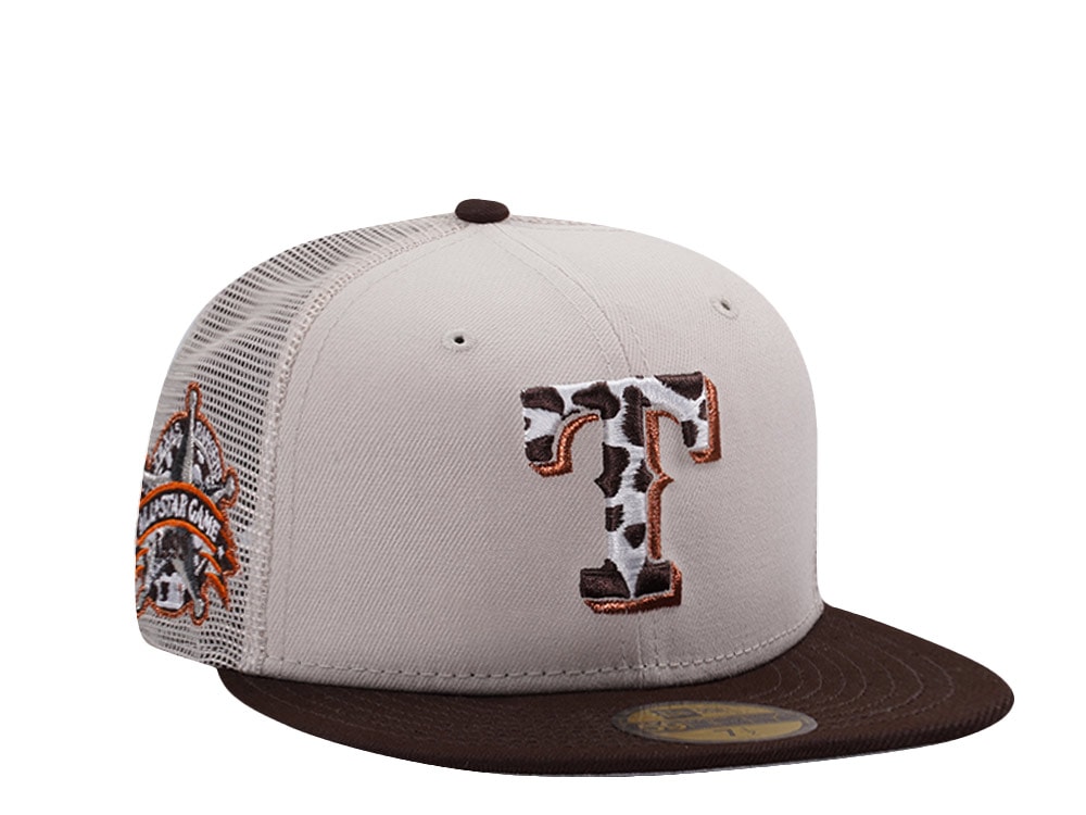 New Era Texas Rangers All Star Game 1995 Stone Two Tone Edition 59Fifty Trucker Fitted Hat
