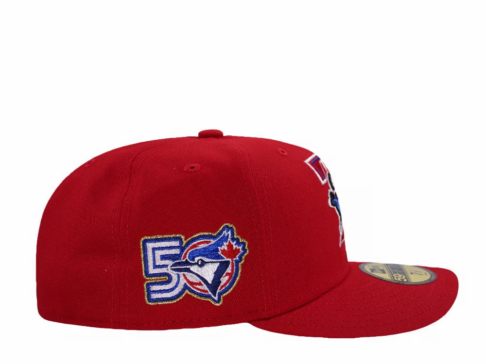 New Era Toronto Blue Jays 50th Anniversary Scarlet Prime Edition 59Fifty Pre Curved Fitted Hat