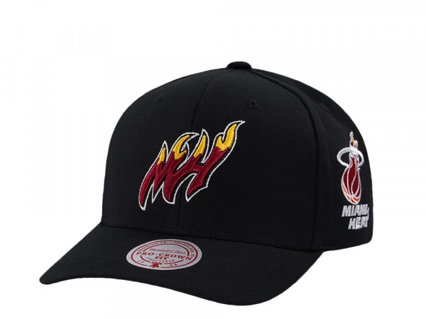 Mitchell & Ness Miami Heat Hardwood Classic Pro Crown Fit Black Snapback Cap