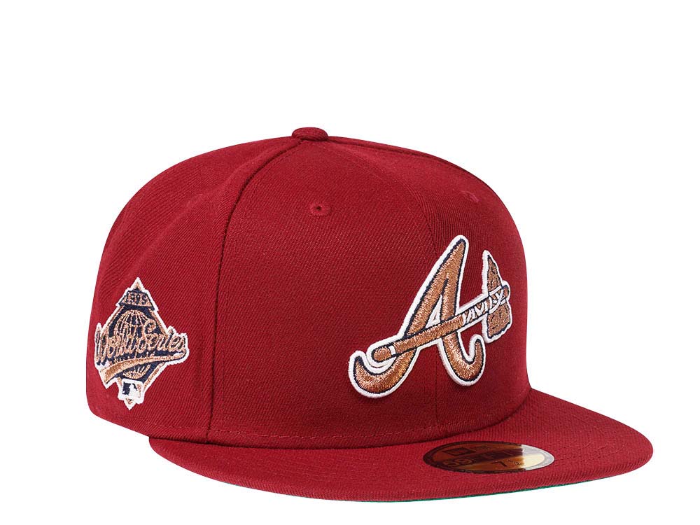 Shop New Era 59Fifty Atlanta Braves Red Under Fitted Hat 70647879